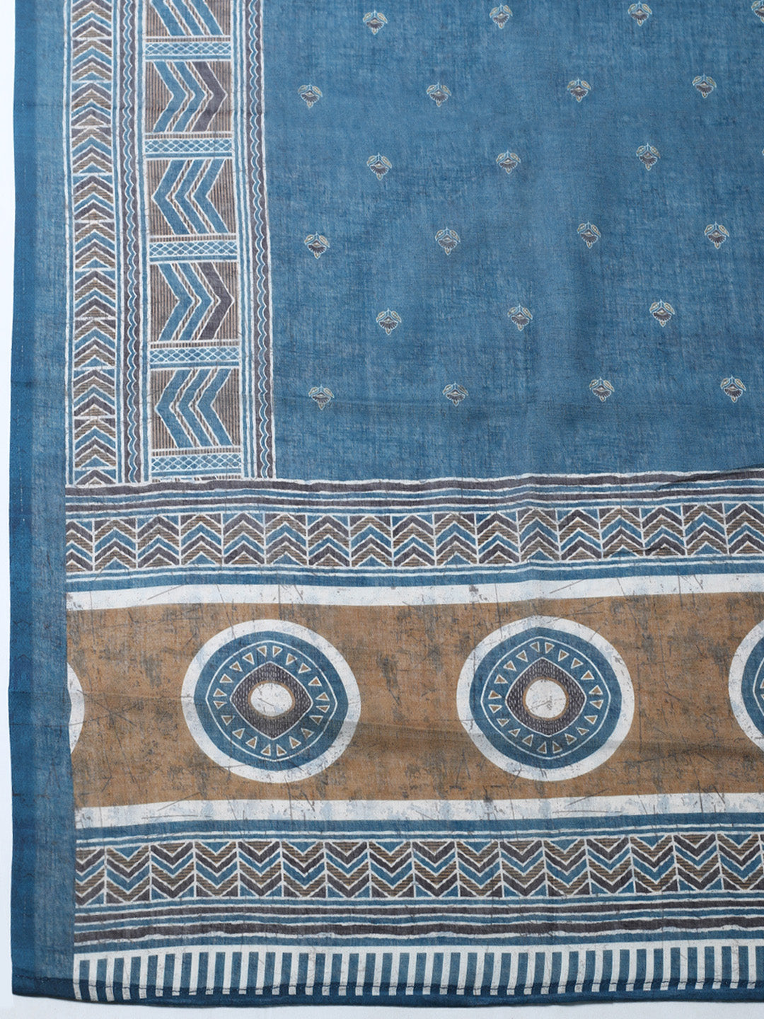 Embroidered Cotton Blend Unstitched Suit With Pant &amp; Dupatta