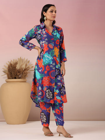 Floral Printed Muslin Kurta With Pants