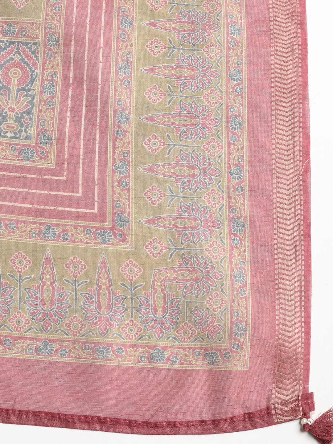 Neck Embroidered Chanderi Unstitched Suit With Dupatta