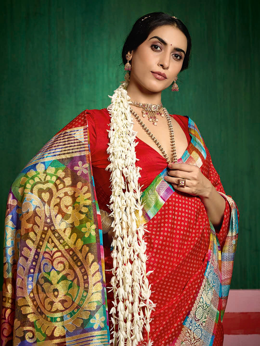Bandhani Printed Art Silk Saree