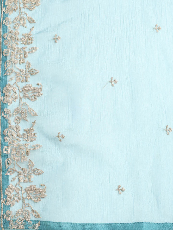 Embroidered Tissue Unstitched Suit With Dupatta