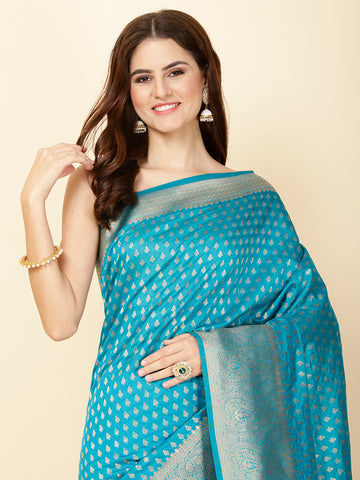 Zari Border Booti Woven Handloom Saree