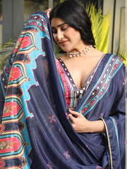 Digital Print Satin Unstitched Lehenga Choli With Dupatta