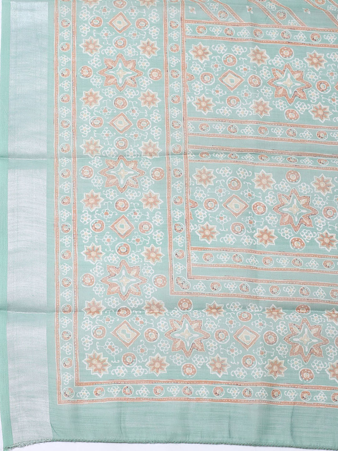 Printed Cotton Blend Unstitched Suit With Pant &amp; Dupatta