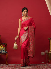 Woven Design Art Silk Hot Pink Saree