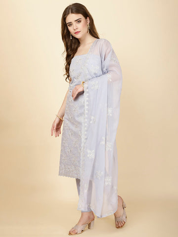 All Over Embroidery Cotton Unstitched Suit Piece With Dupatta