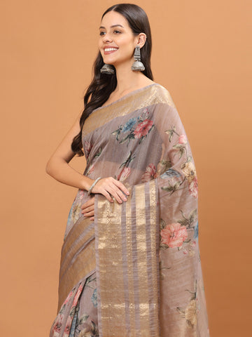 Digital Floral Printed Handloom Saree