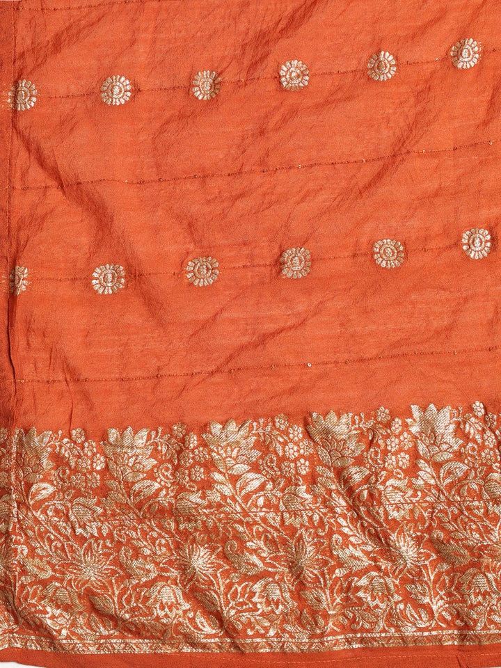 Neck Embroidered Chanderi Unstitched Suit With Dupatta