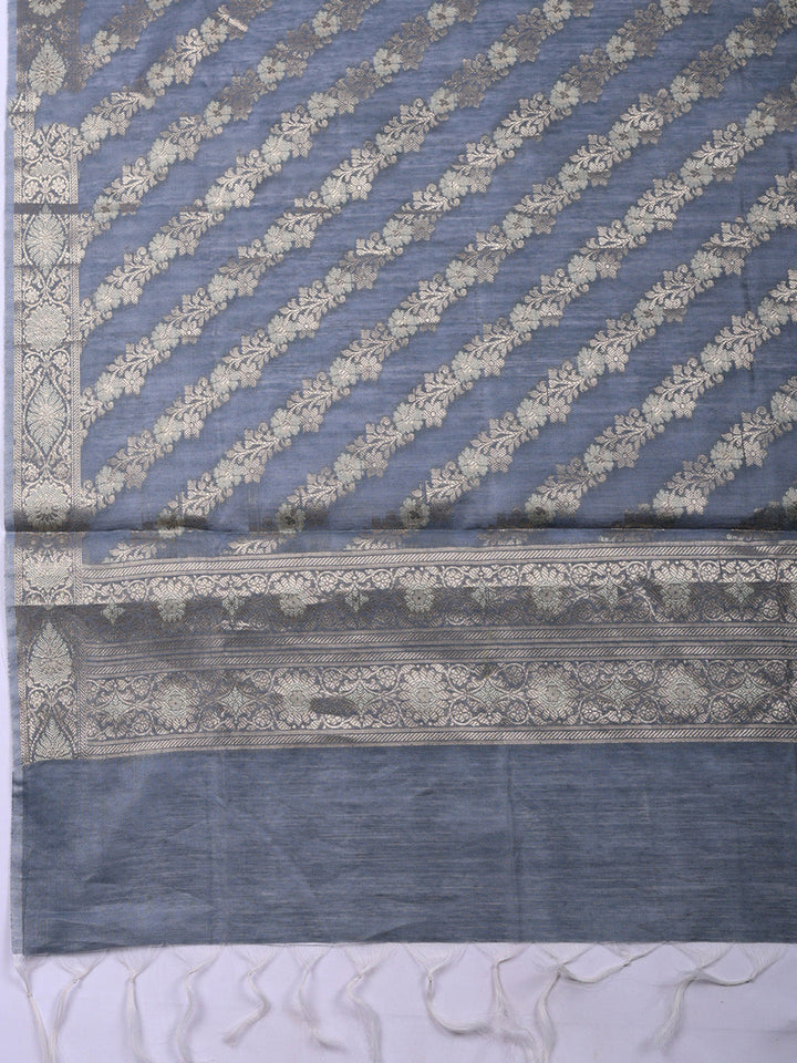 Woven Design Chanderi Unstitched Suit With Pant &amp; Dupatta
