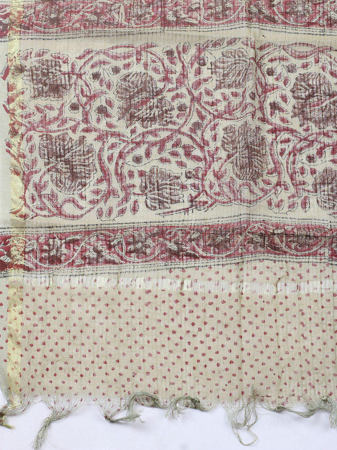 Printed Cotton Blend Unstitched Suit With Pant &amp; Dupatta