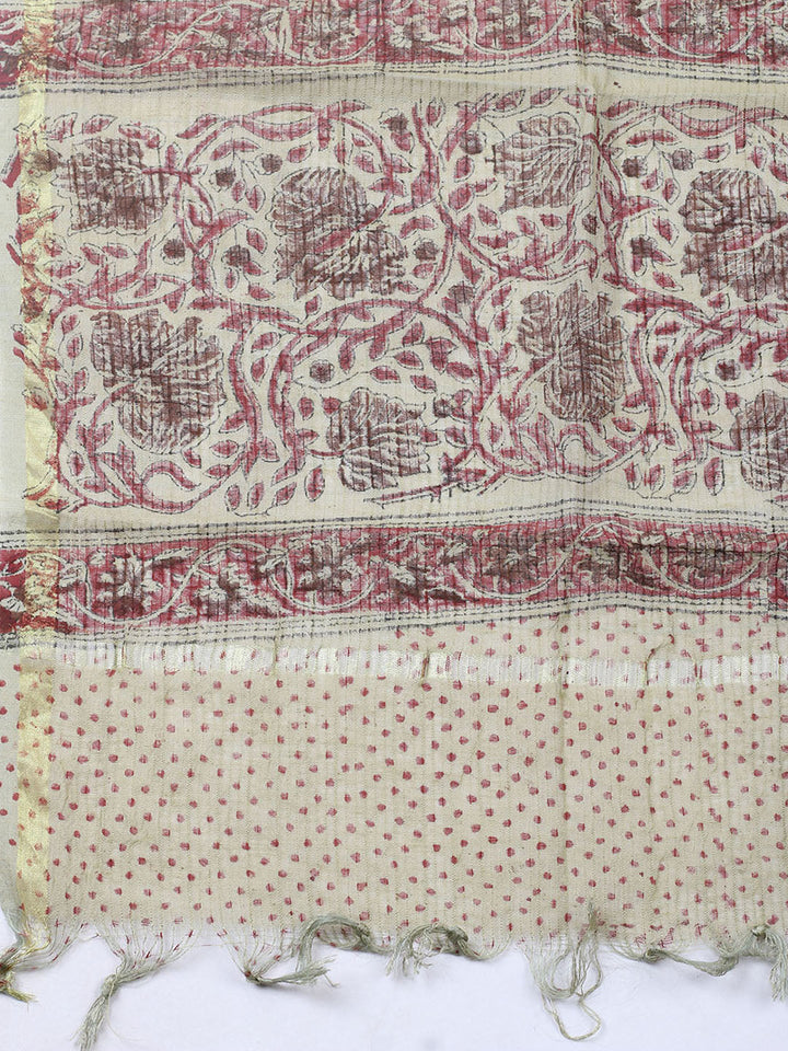 Printed Cotton Blend Unstitched Suit With Pant &amp; Dupatta