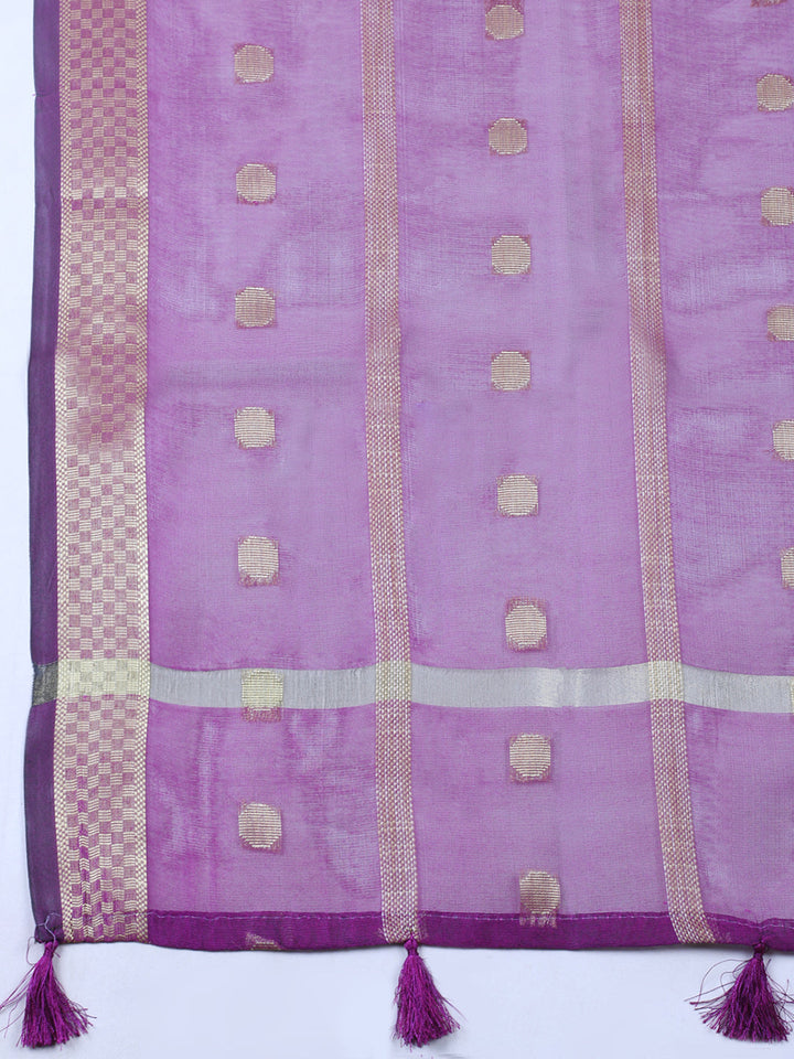 Banarasi Chanderi Unstitched Suit With Pant &amp; Dupatta