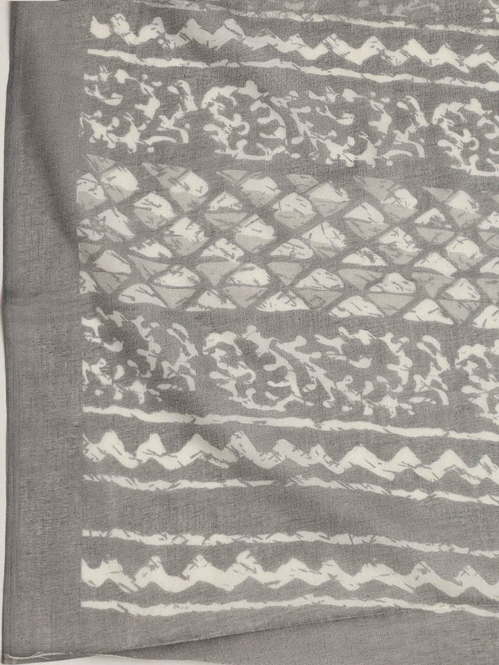 Printed Cotton Blend Unstitched Suit With Dupatta