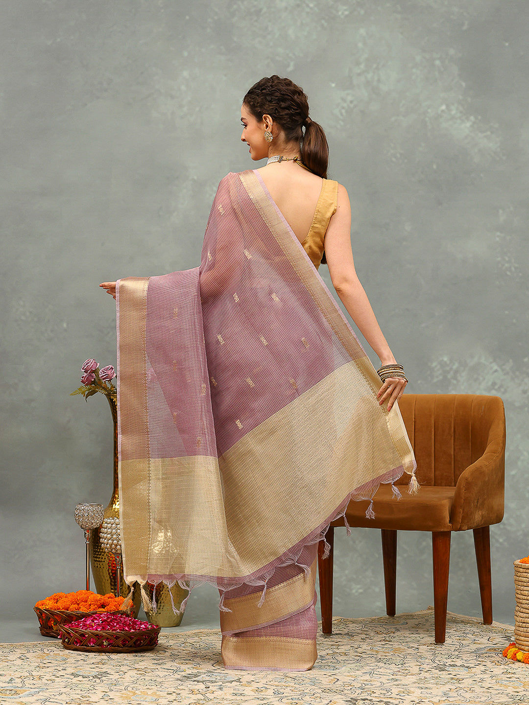 Embroidered Tissue Saree
