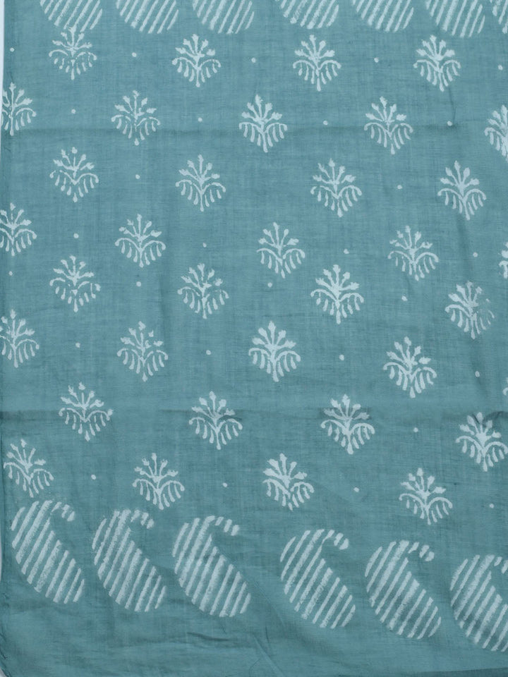 Printed Cotton Blend Unstitched Kurta With Pant &amp; Dupatta