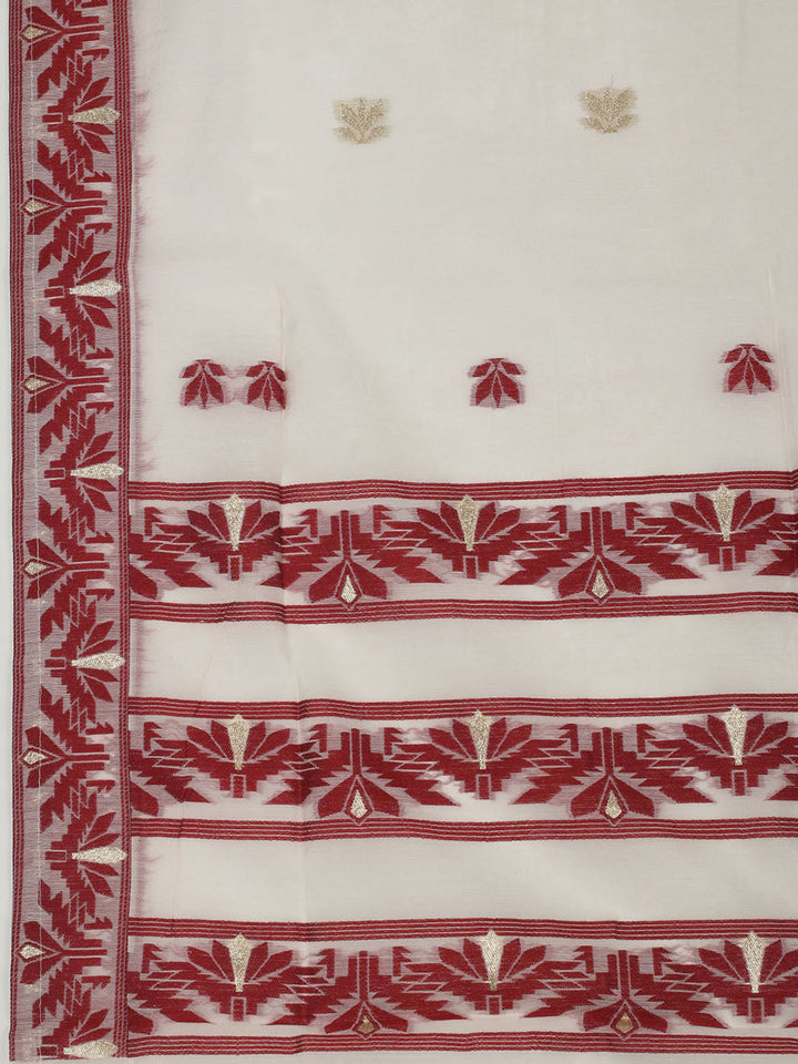 Embroidered Chanderi Unstitched Kurta With Pant &amp; Dupatta