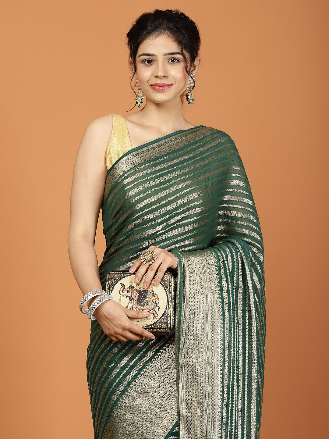 Zari Border Woven Georgette Saree