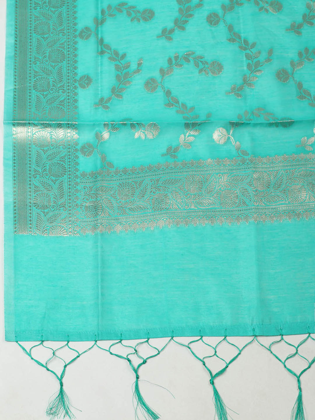 Woven Design Chanderi Unstitched Suit With Pant &amp; Dupatta