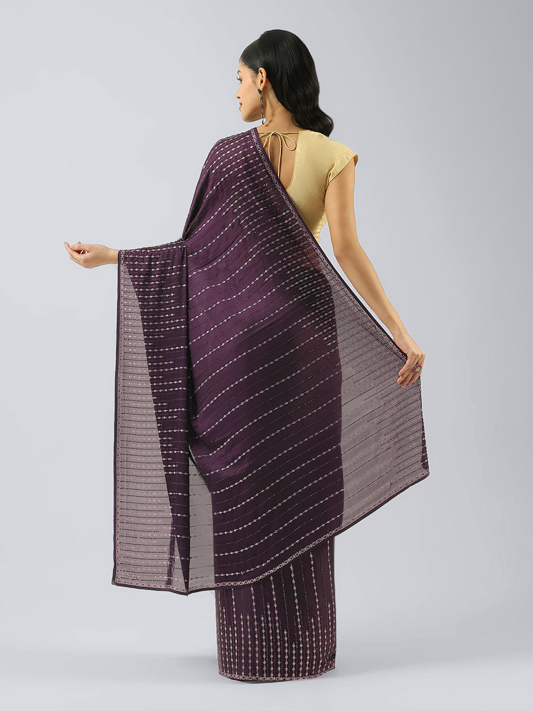 Stone Embellished Satin Saree
