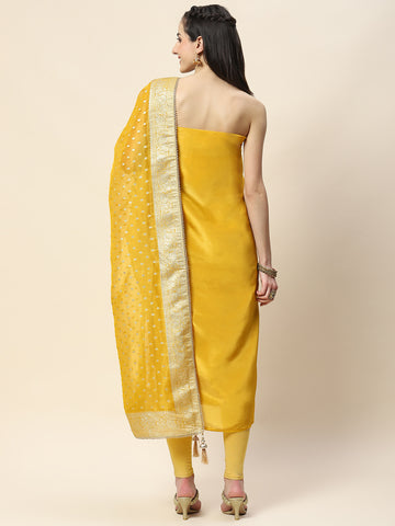 Woven Chanderi Unstitched Suit Piece With Dupatta