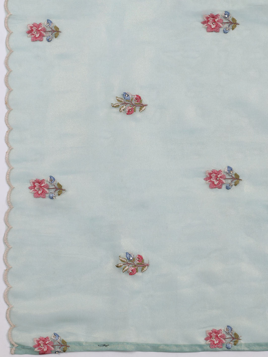 Embroidered Organza Unstitched Suit With Dupatta