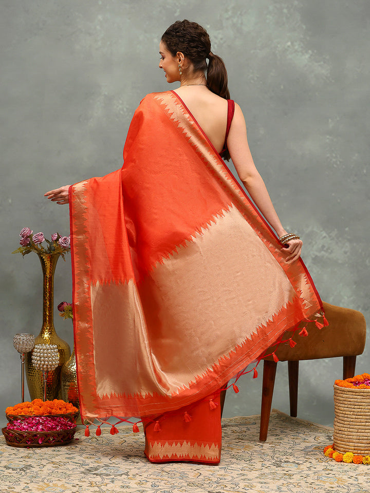 Woven Design Cotton Blend Saree
