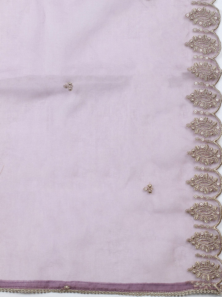 Embroidered Chanderi Unstitched Suit With Pant &amp; Dupatta