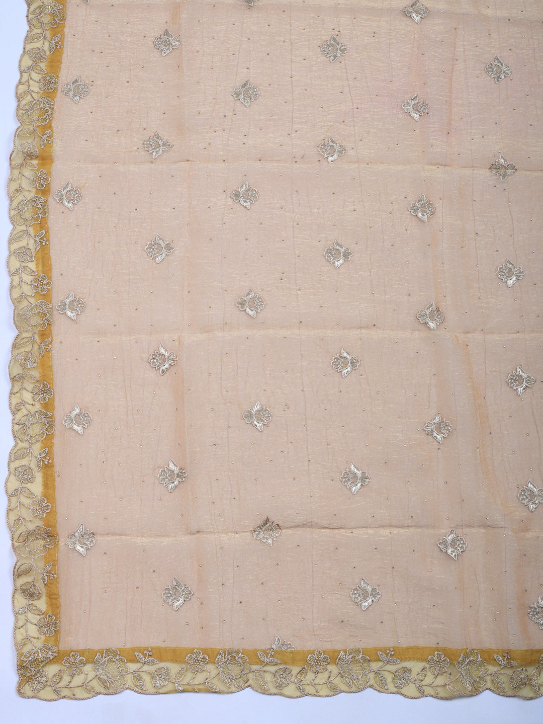 Embroidered Tissue Unstitched Suit With Pant &amp; Dupatta