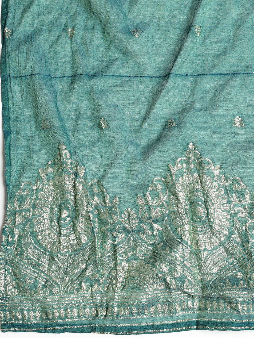 Neck Embroidered Chanderi Unstitched Suit With Dupatta