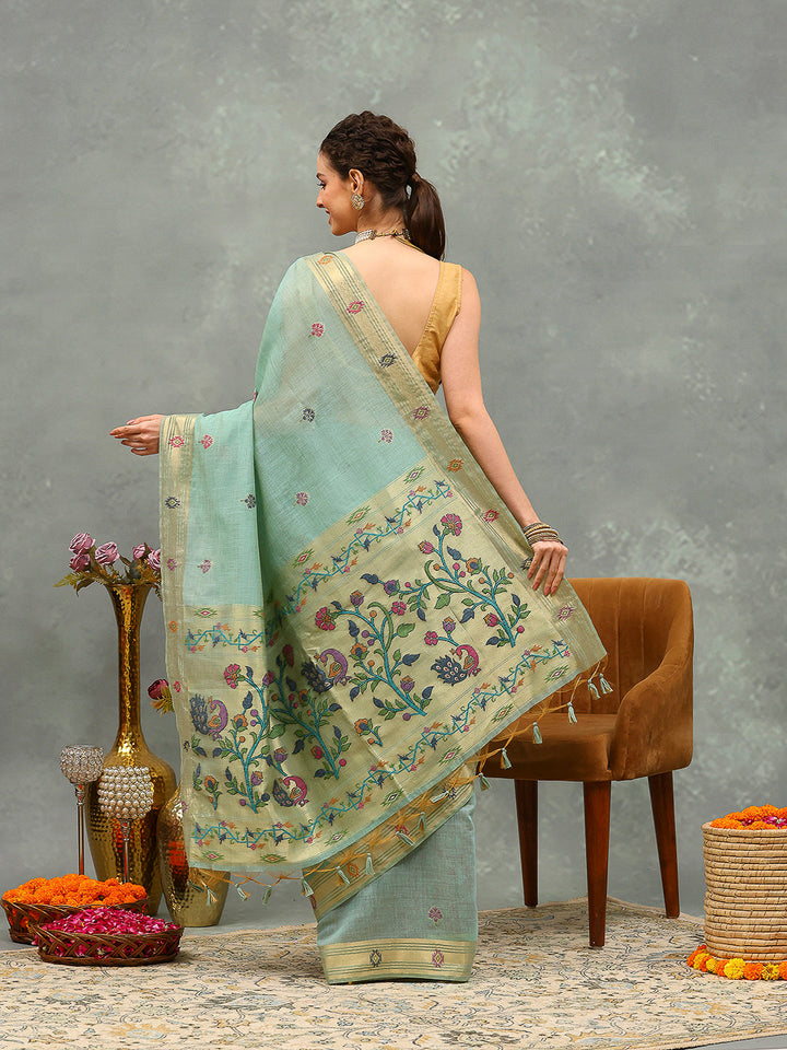Woven Design Cotton Blend Saree