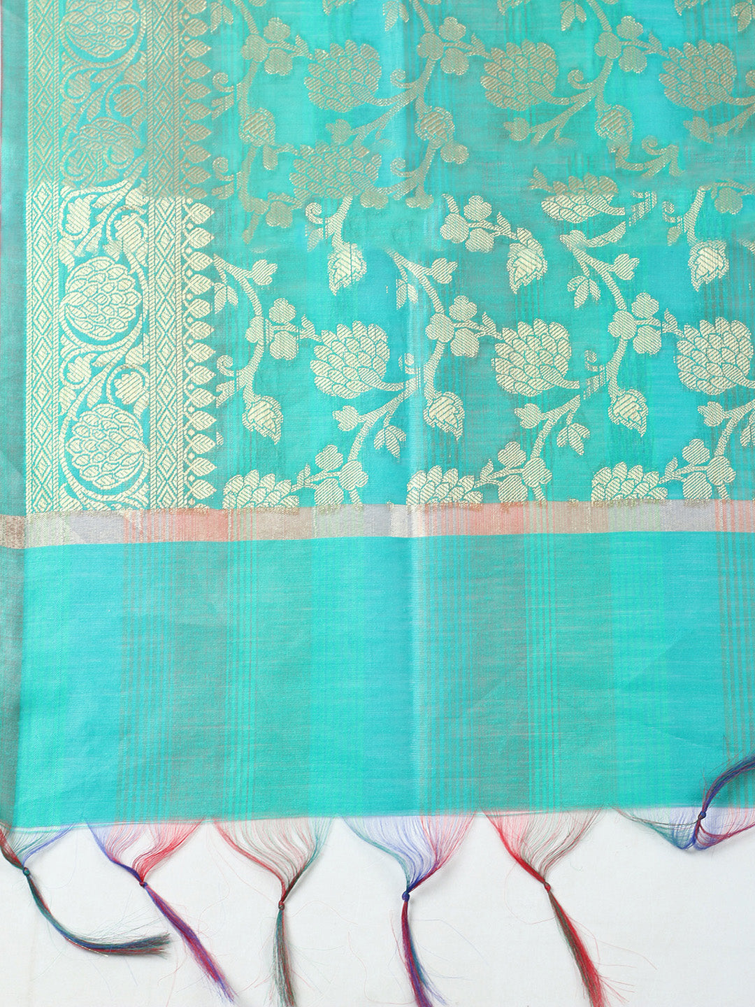 Woven Design Chanderi Unstitched Suit With Pant &amp; Dupatta