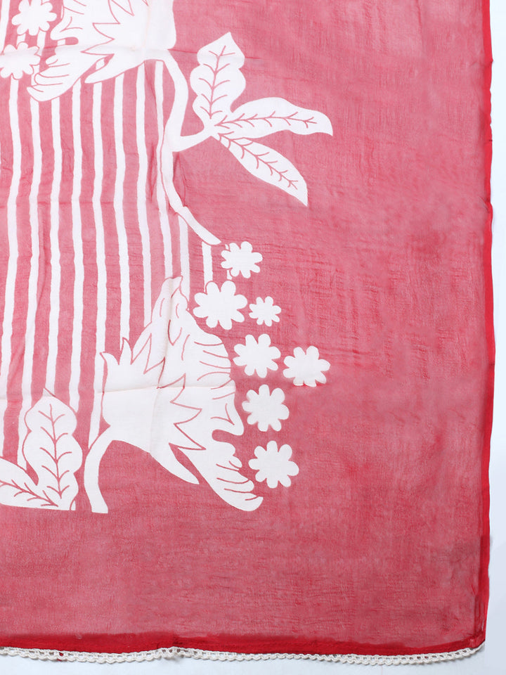 Embroidered Cotton Blend Unstitched Suit With Pant &amp; Dupatta