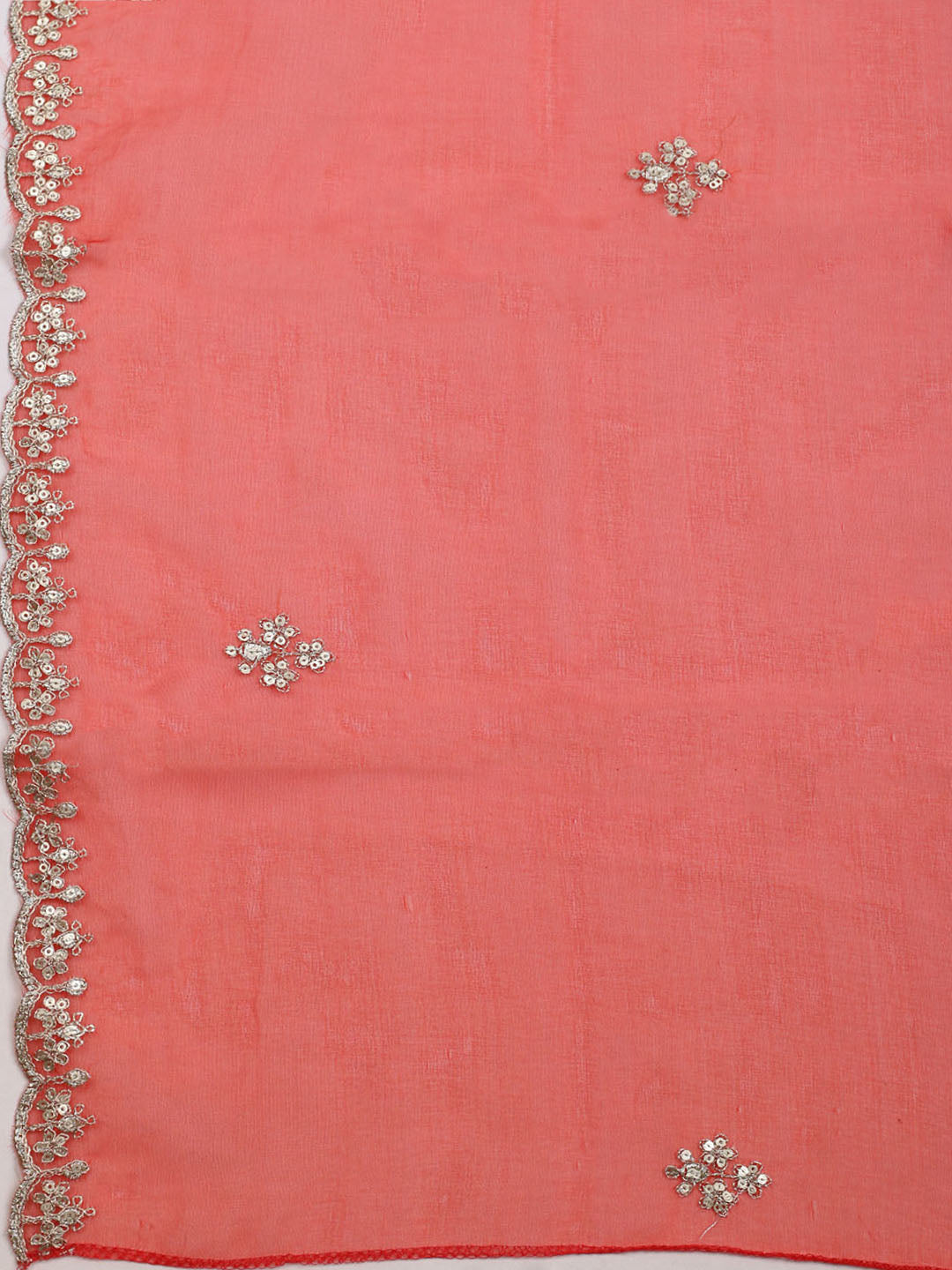 Neck Embroidered &amp; Printed Organza Unstitched Suit With Dupatta