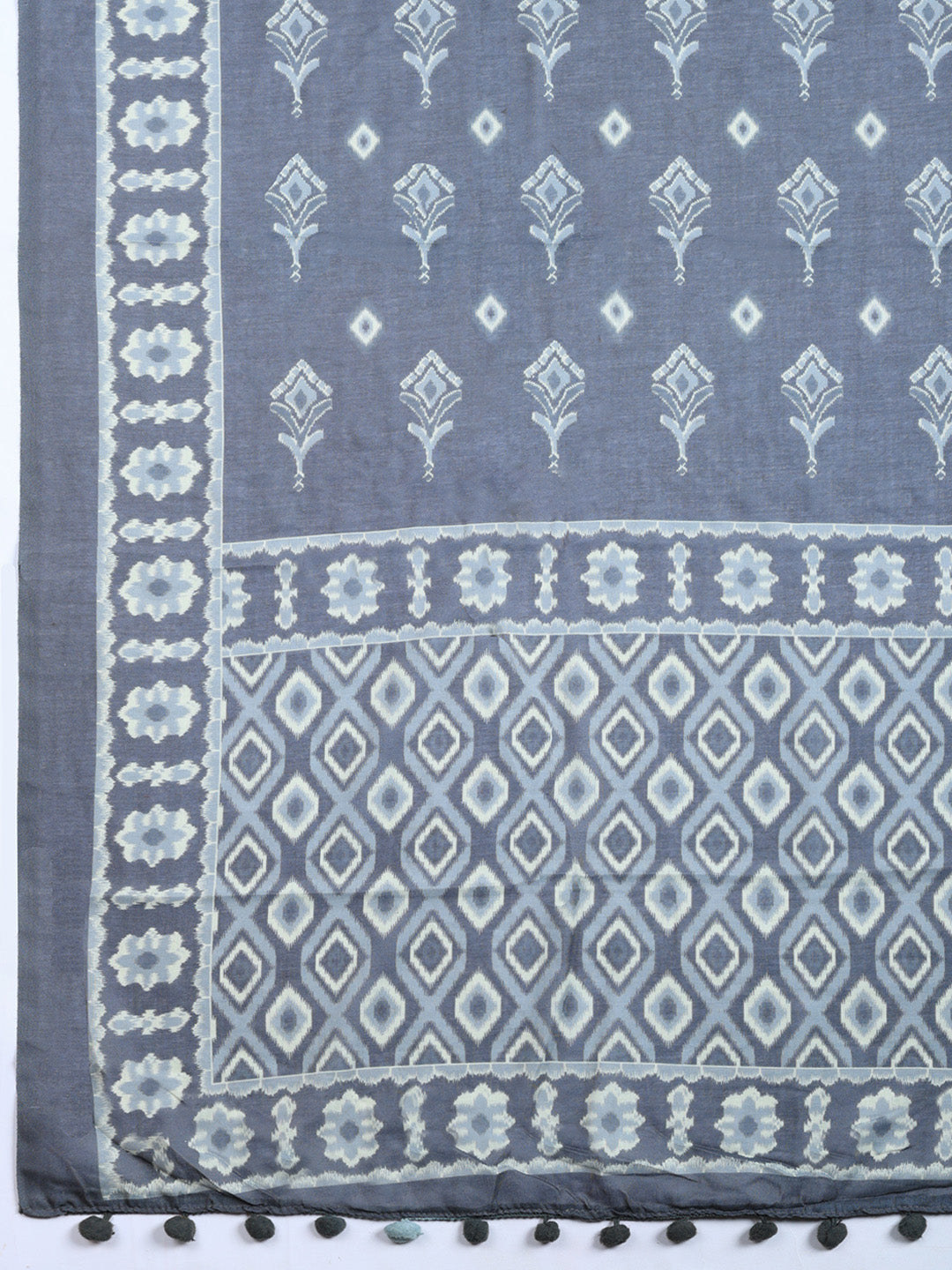 Embroidered Cotton Blend Unstitched Suit With Pant &amp; Dupatta