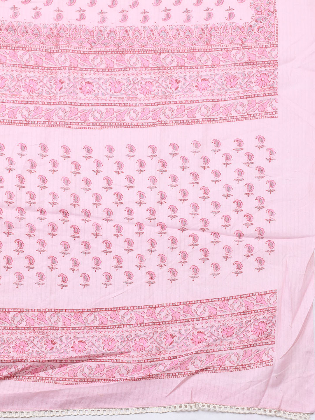Printed Cotton Blend Unstitched Suit With Pant &amp; Dupatta