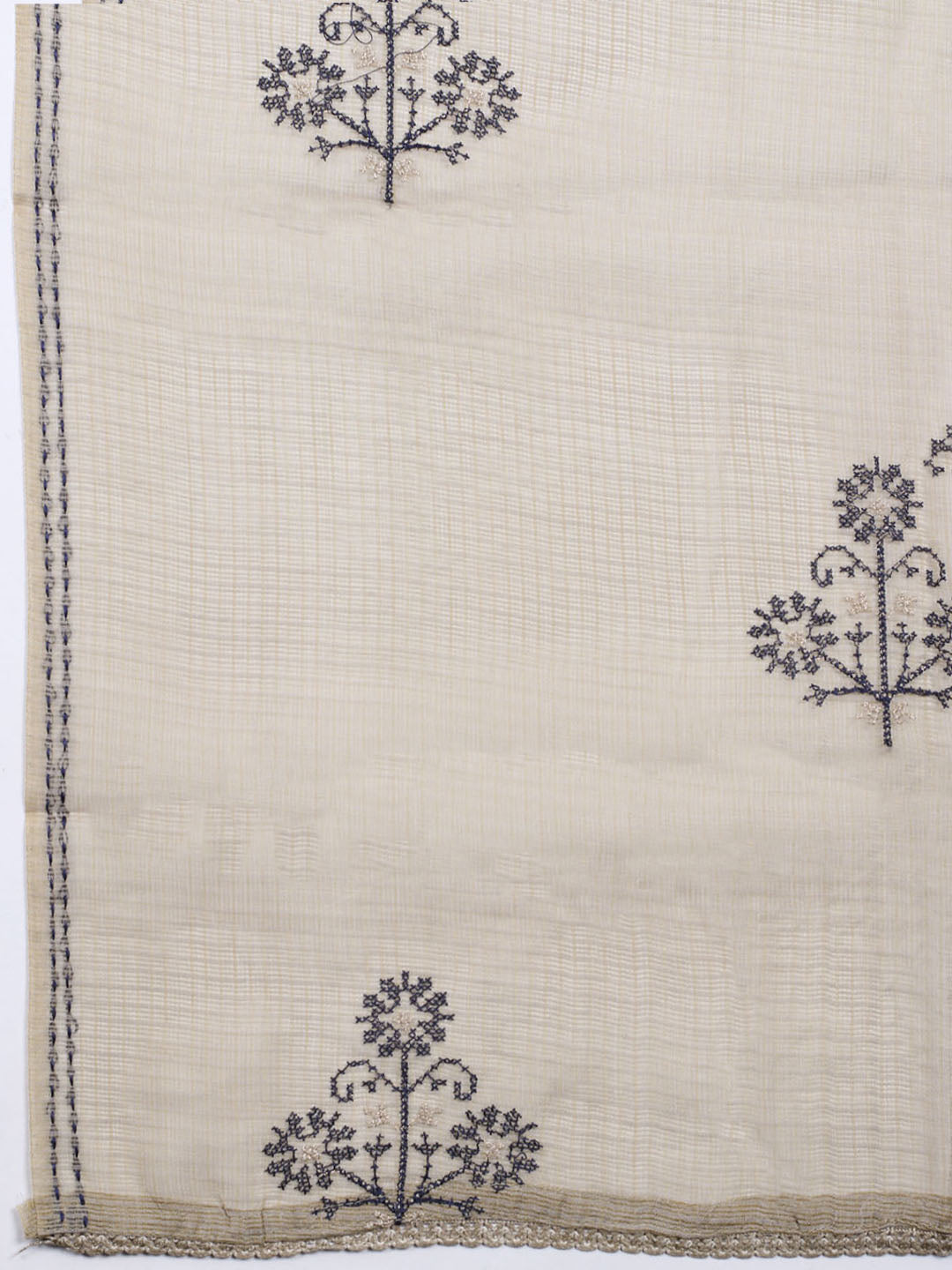 Neck Embroidered Cotton Blend Unstitched Suit With Dupatta