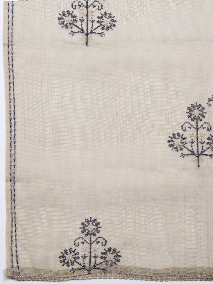 Neck Embroidered Cotton Blend Unstitched Suit With Dupatta