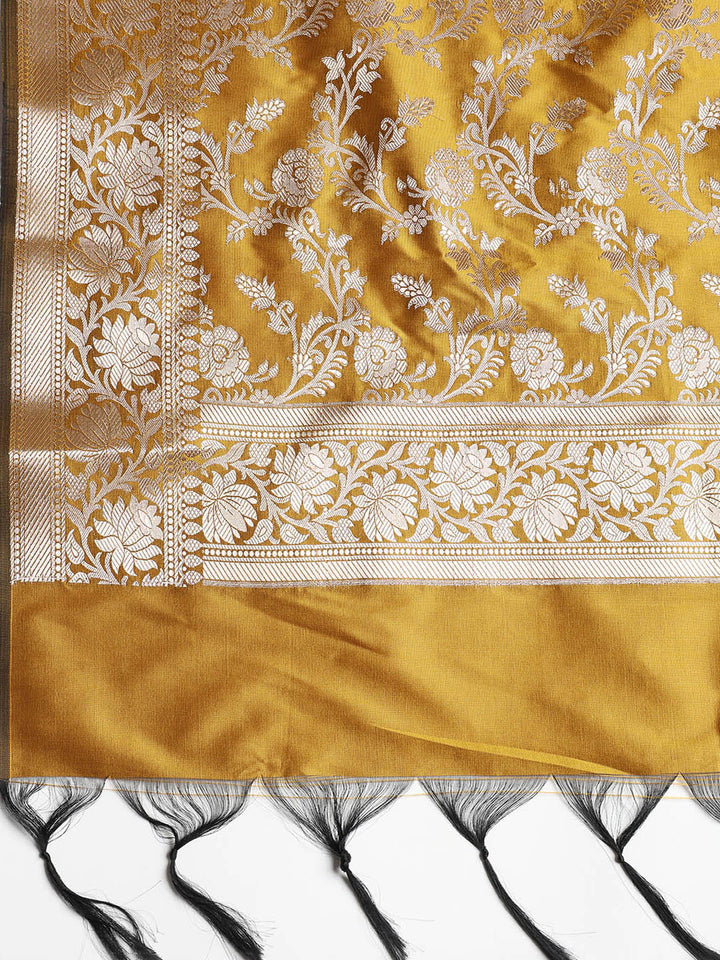 Woven Banarasi Chanderi Unstitched Suit With Dupatta