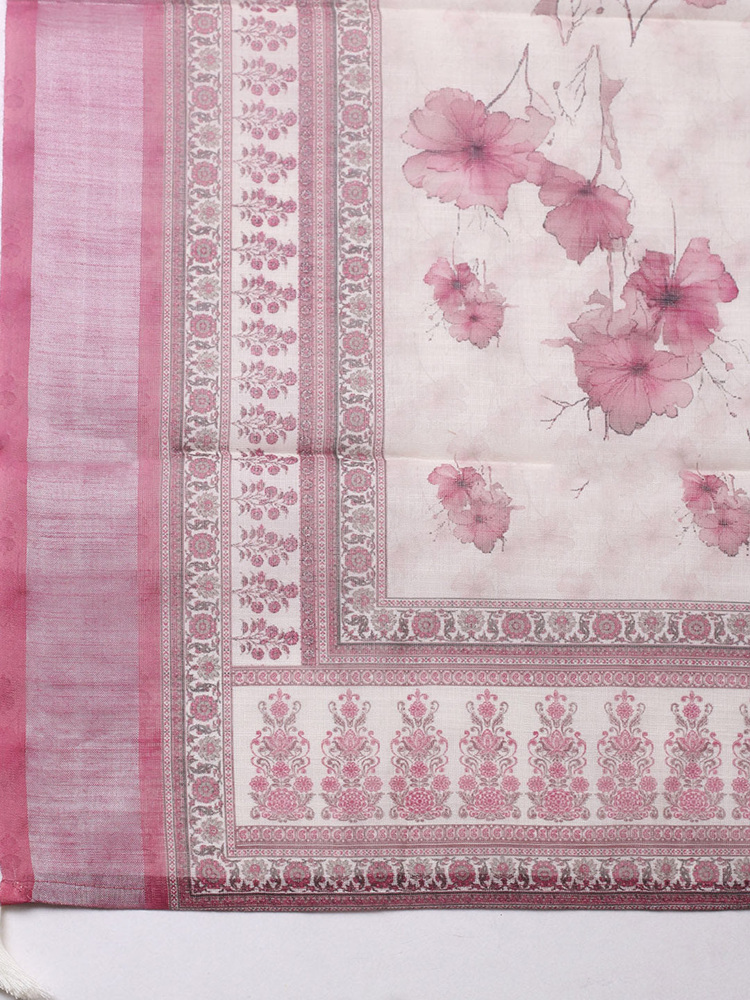 Embroidered Linen Blend Unstitched Suit With Pant &amp; Dupatta