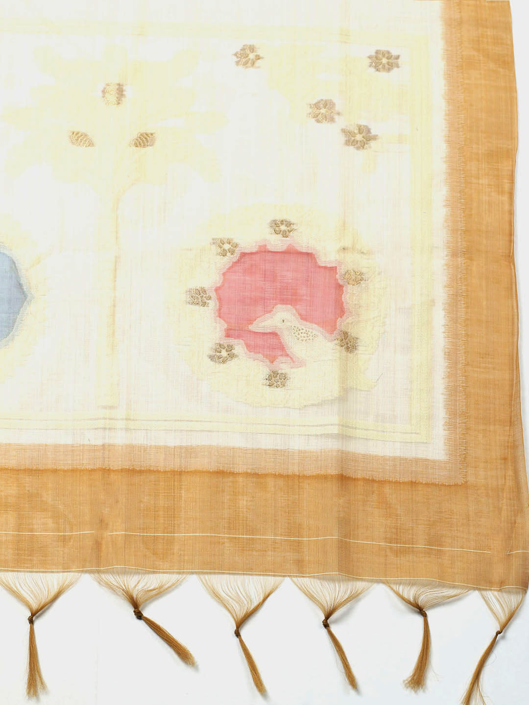Printed Chanderi Unstitched Suit With Pant &amp; Dupatta