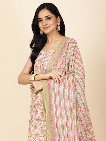 Floral Printed Cotton Unstitched Suit Material