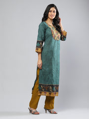 Printed Cotton Blend Kurta With Pants & Dupatta