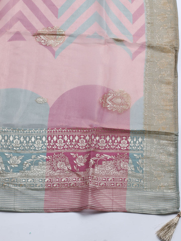 Embroidered Tissue Unstitched Suit With Dupatta