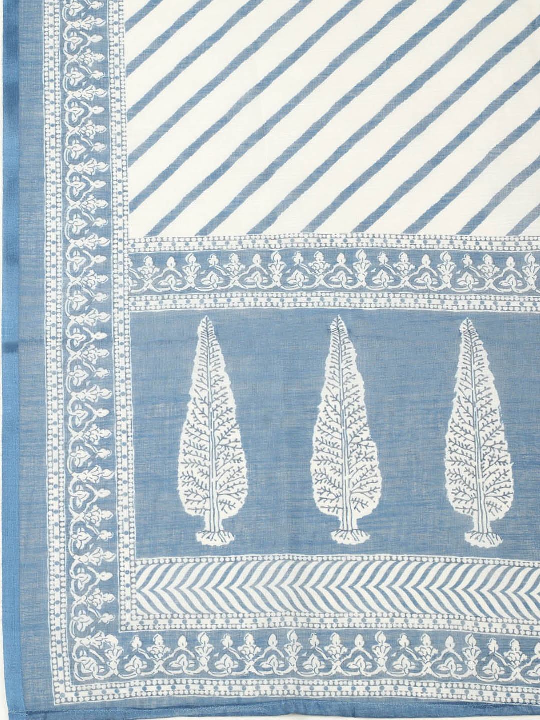 Printed Cotton Blend Unstitched Suit With Pant &amp; Dupatta