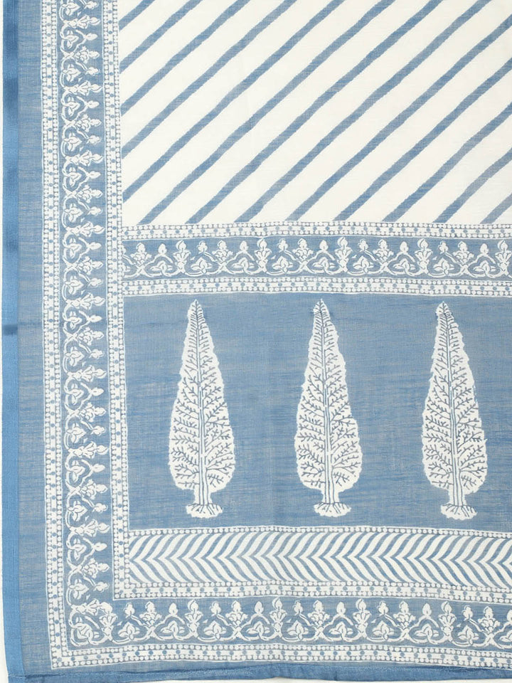 Printed Cotton Blend Unstitched Suit With Pant &amp; Dupatta