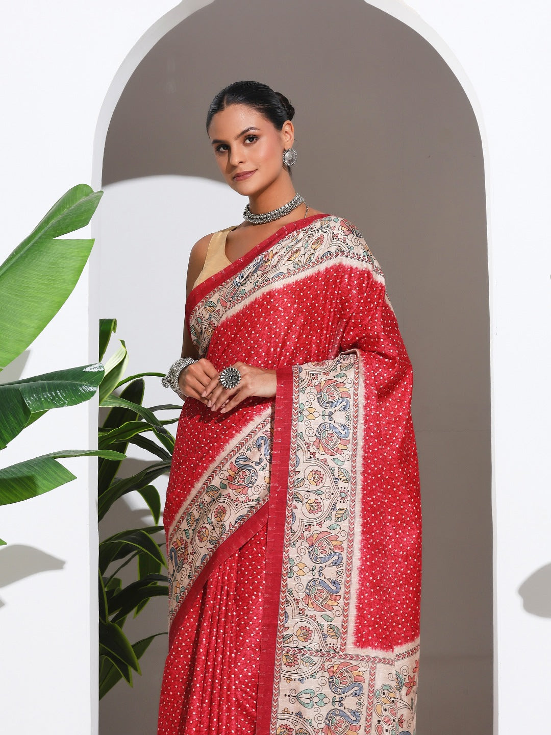 Printed Tussar Silk Saree