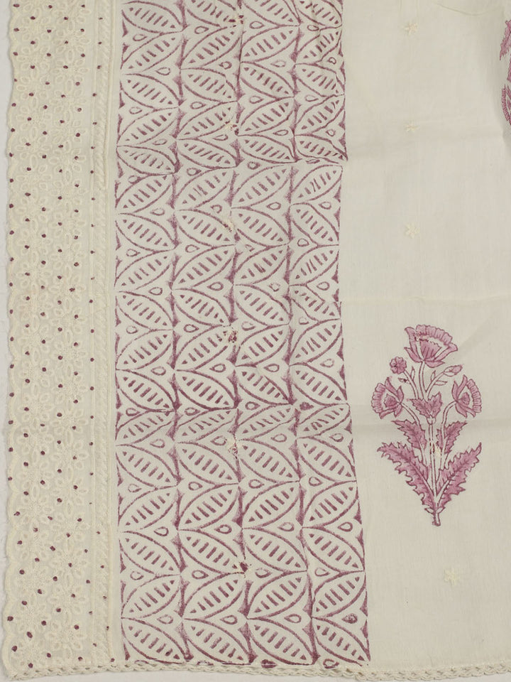 Printed Cotton Unstitched Suits Printed Suit With Pant &amp; Dupatta
