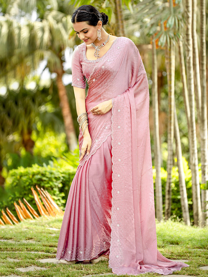 Embroidered Chiffon Saree