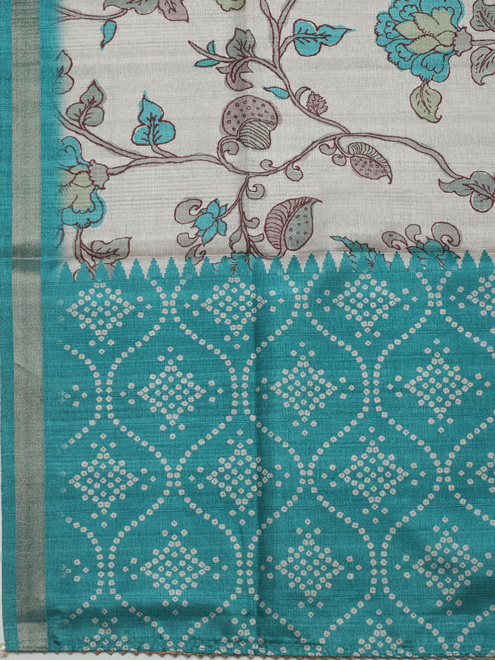 Embroidered Tussar Unstitched Suit With Dupatta