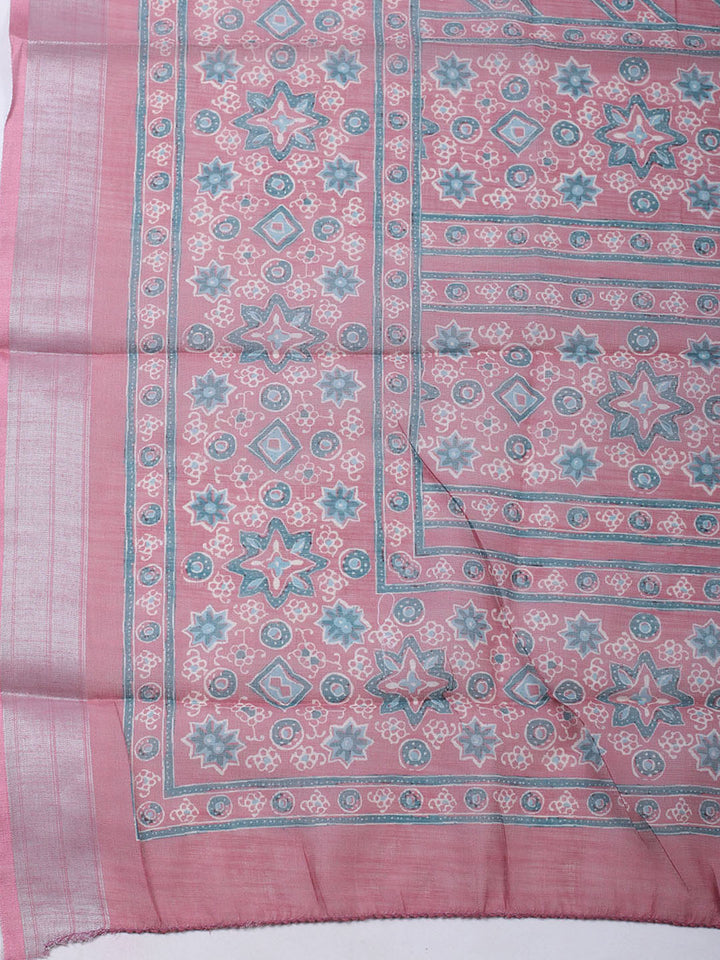 Printed Cotton Blend Unstitched Suit With Pant &amp; Dupatta